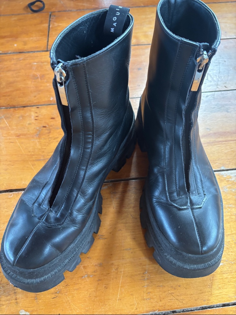 Maguire Black Leather Front-Zip Lana Boots